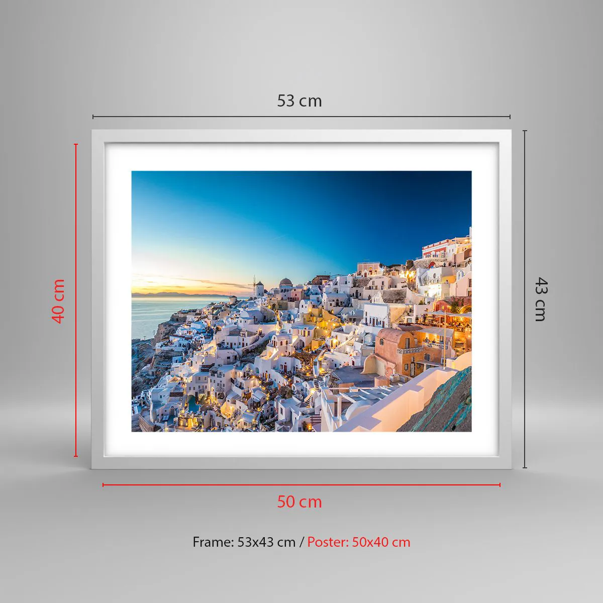 Affiche dans un cadre blanc - Poster - L'essence de la grecque - 50x40 cm