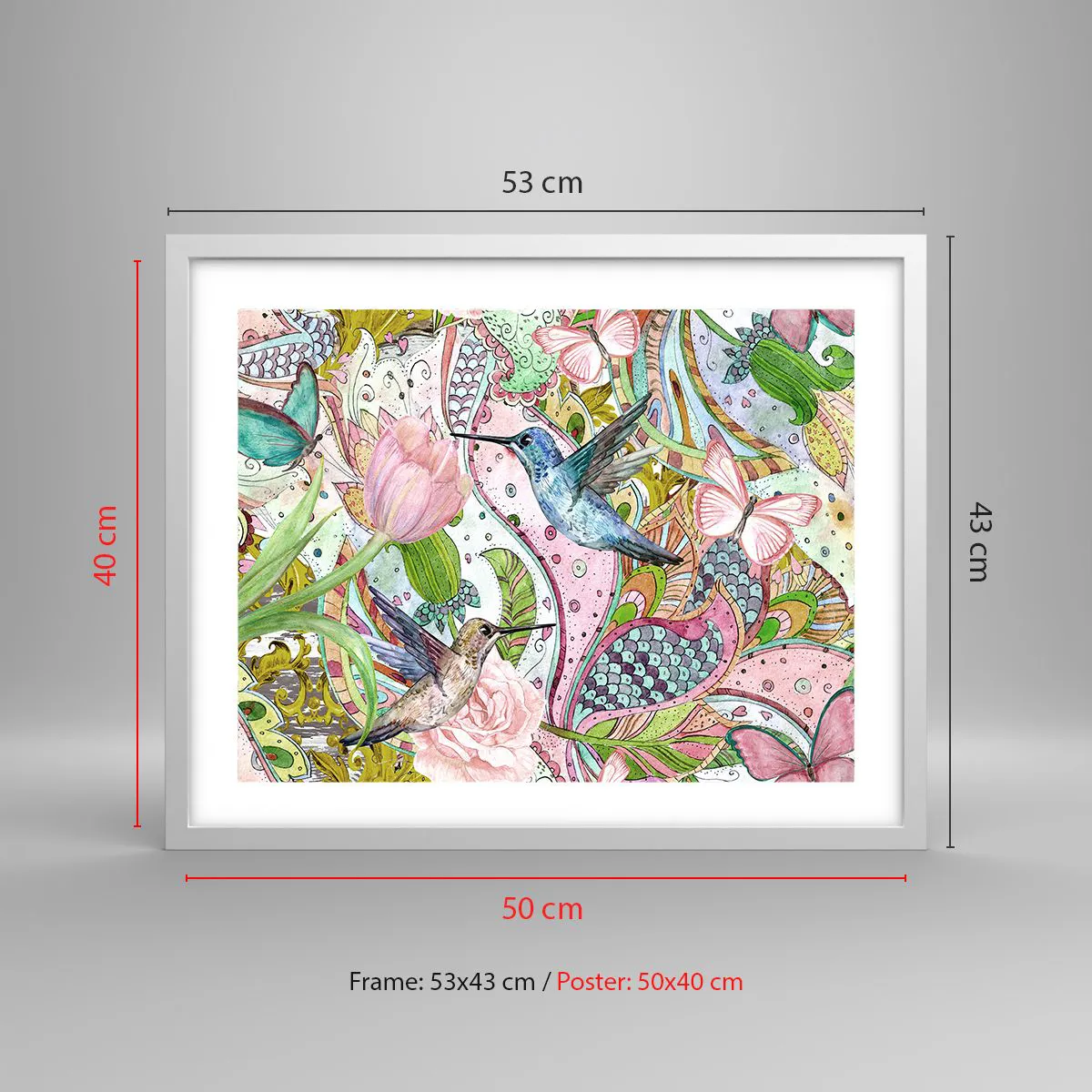 Poster in einem weißen Rahmen - Verstrickt in Weinreben - 50x40 cm