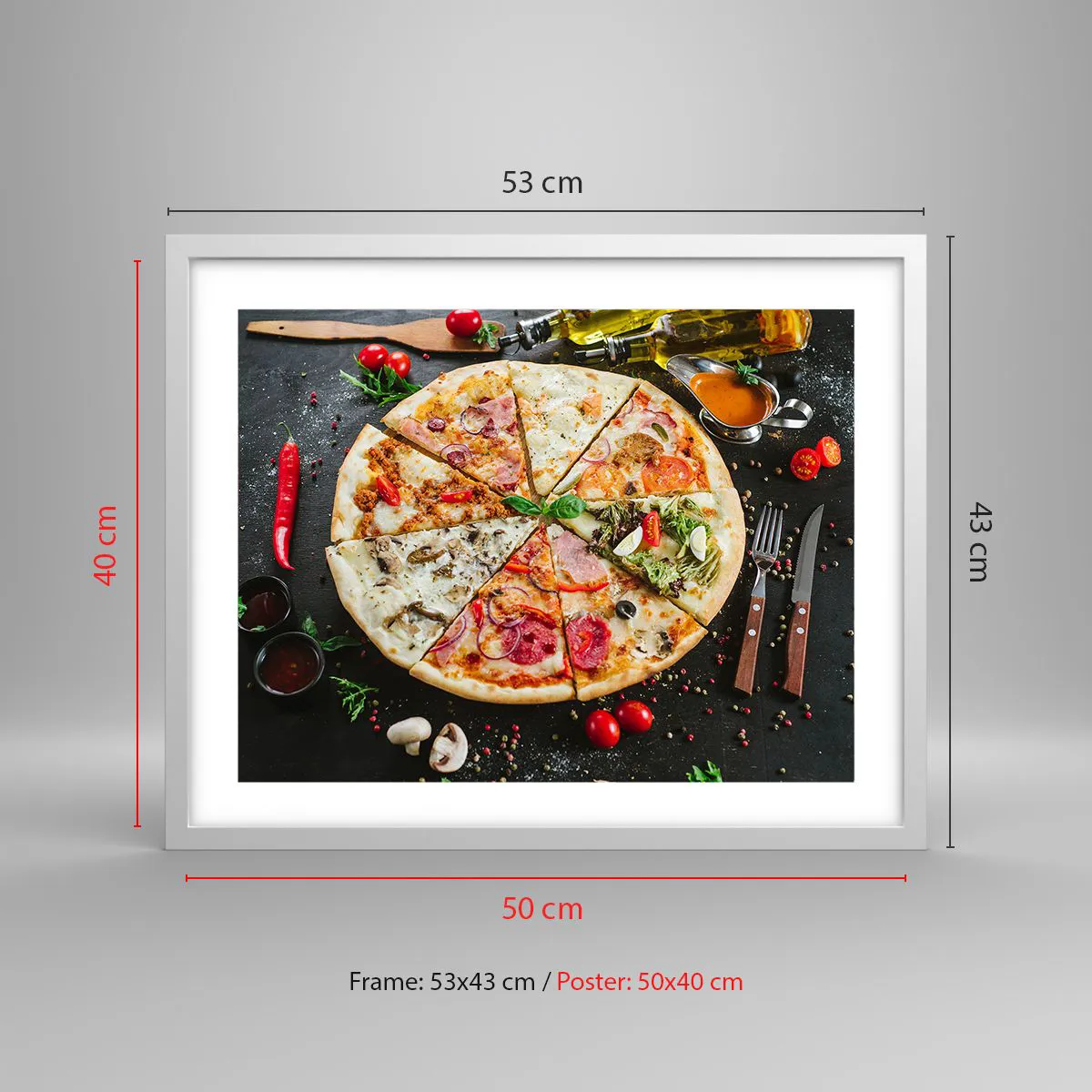 Affiche dans un cadre blanc - Poster - Une gamme de saveurs - 50x40 cm