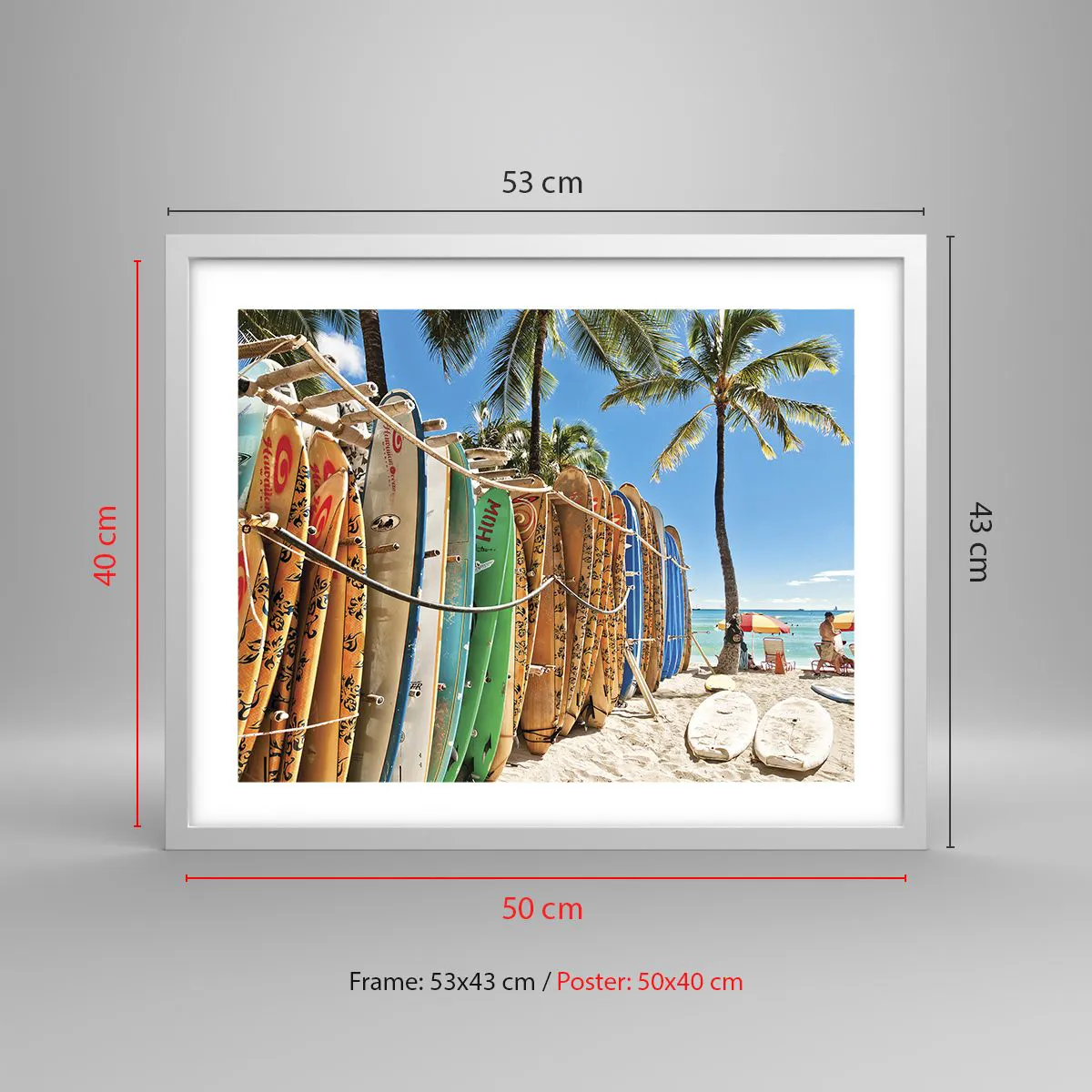 Póster en marco blanco - Diversión soleada - 50x40 cm