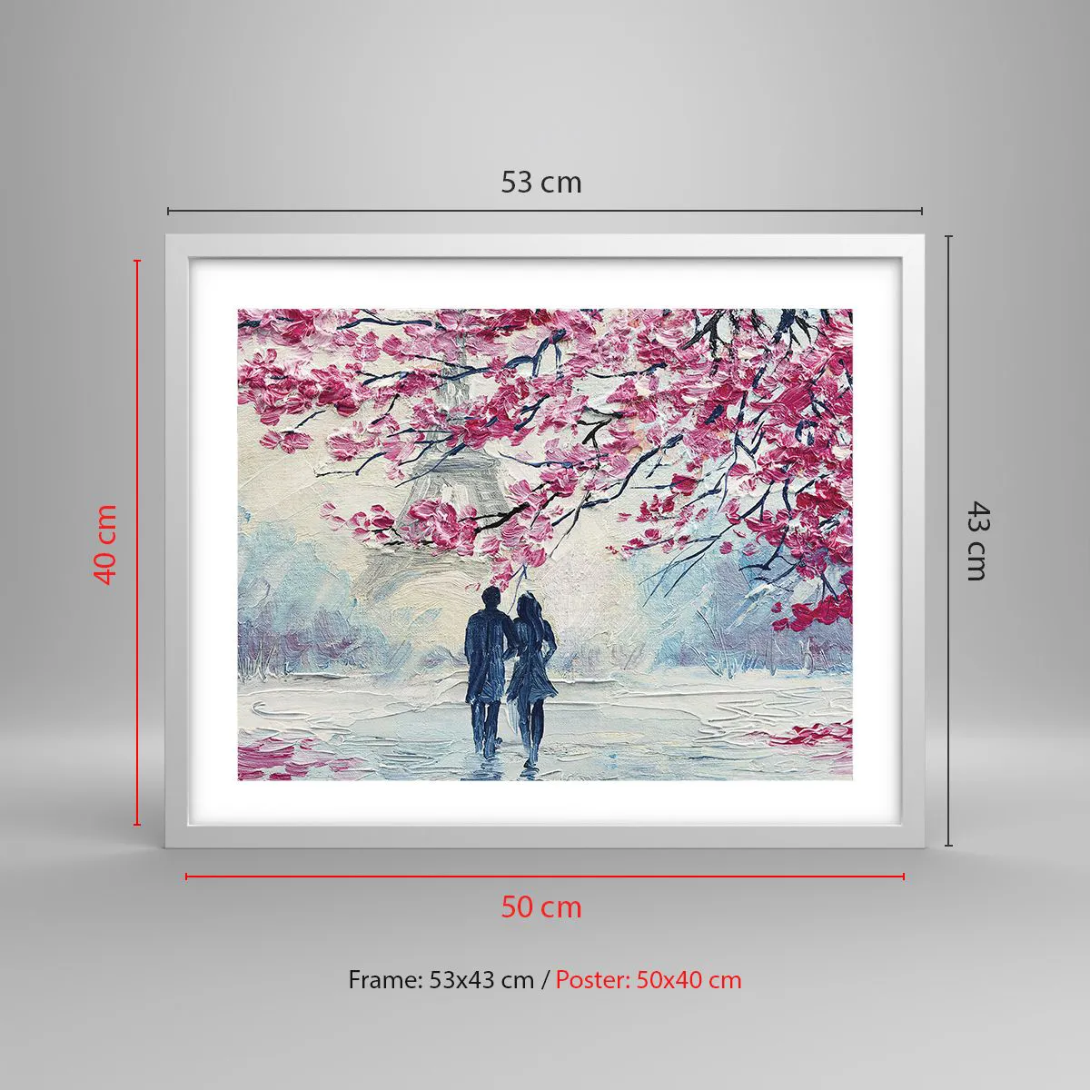 Affisch i vit ram - Romantisk promenad - 50x40 cm