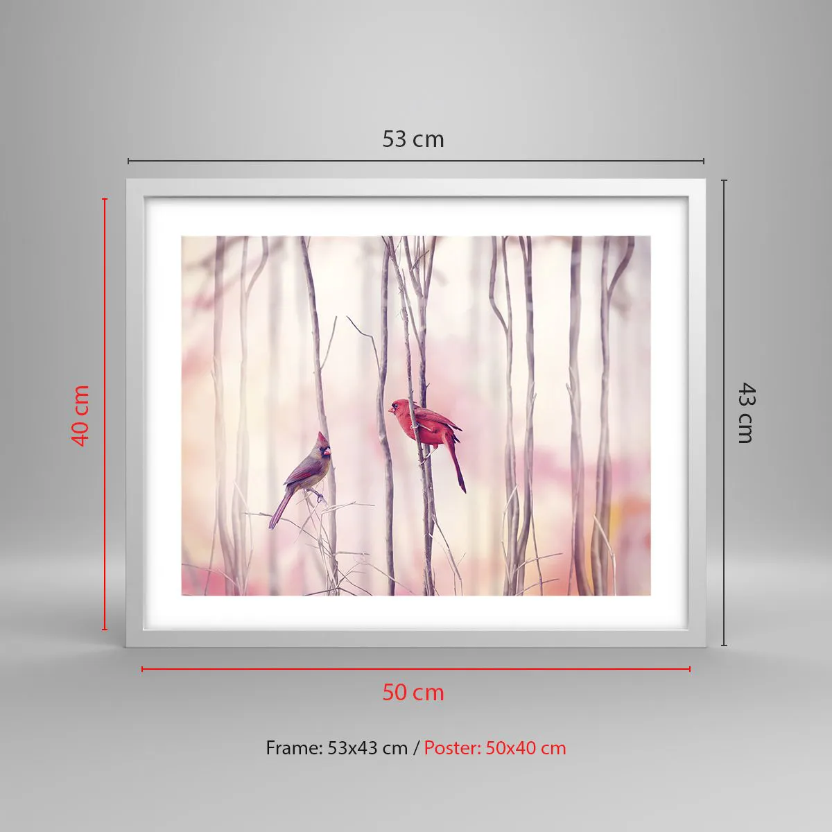 Affiche dans un cadre blanc - Poster - Conte de la forêt rose - 50x40 cm