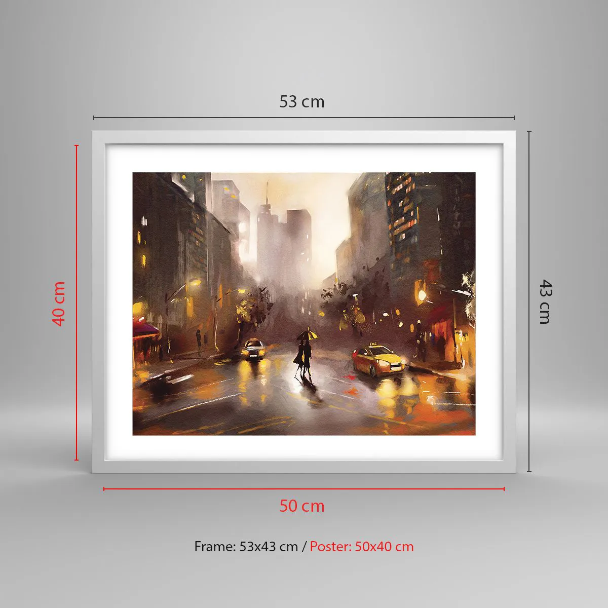 Poster in cornice bianca - Nelle luci di New York - 50x40 cm