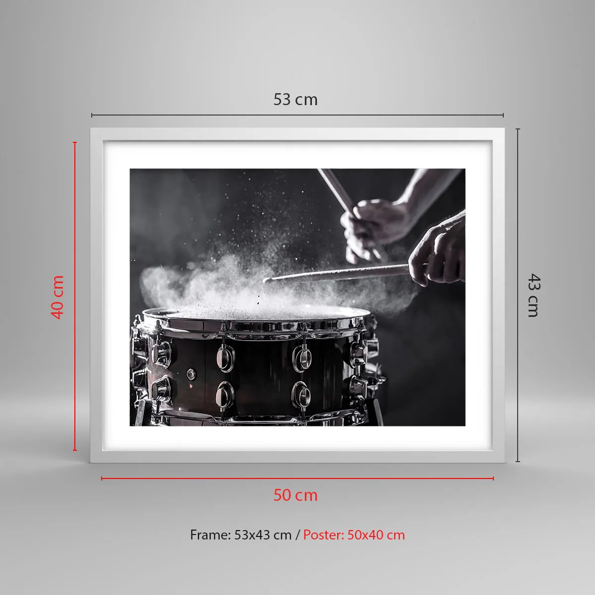 Affisch i vit ram - Musikens puls - 50x40 cm