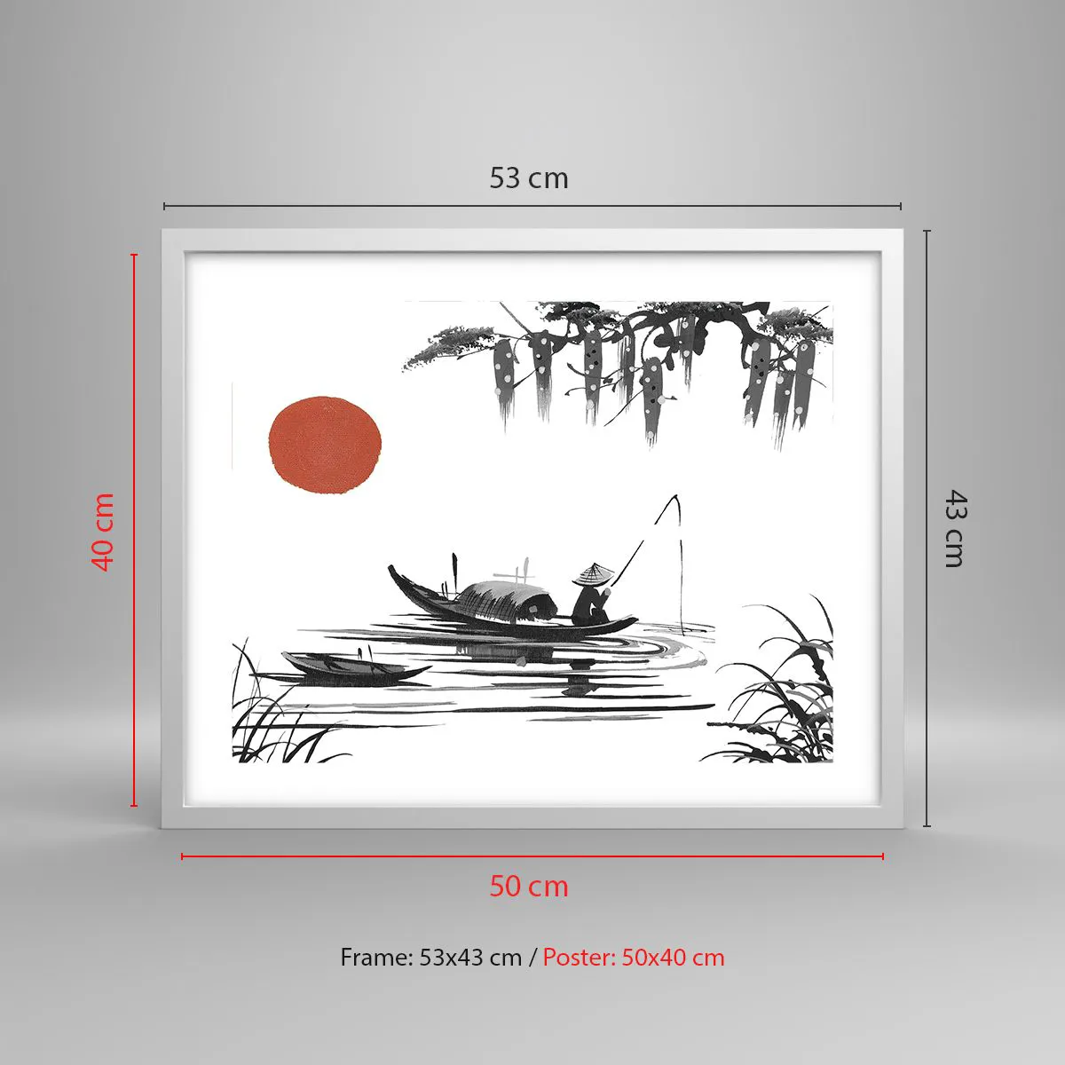 Plakát v bílém rámu - Asijské odpoledne - 50x40 cm