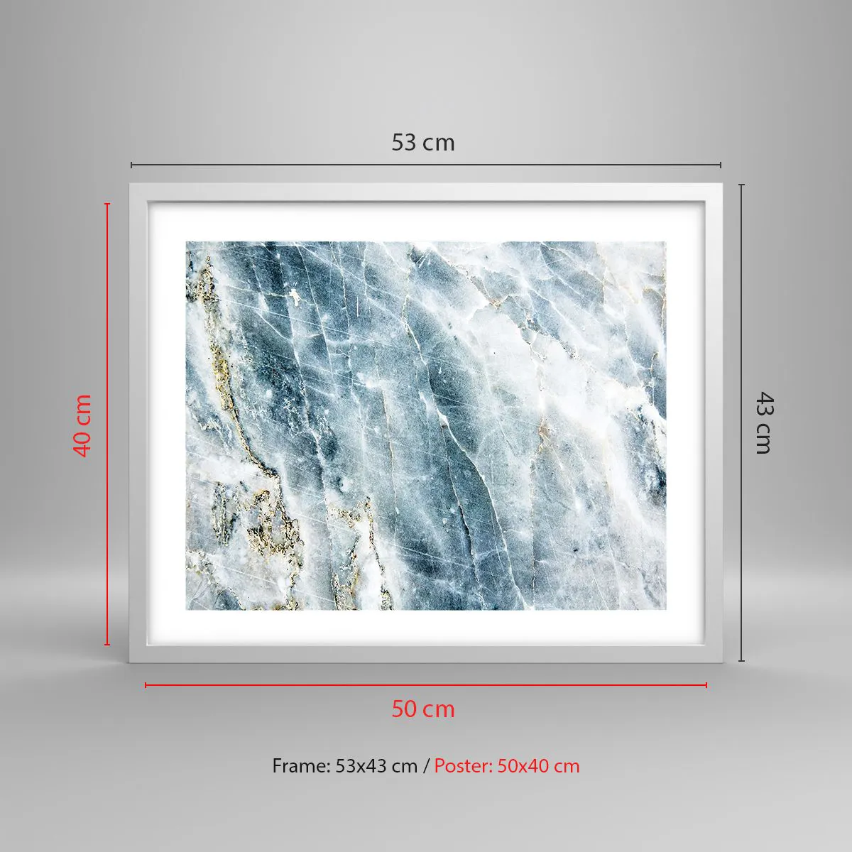 Poster in white frmae - Icy World - 50x40 cm