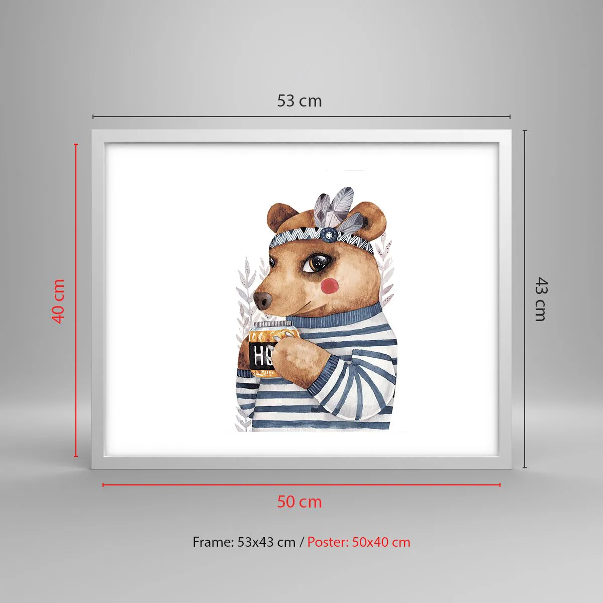 Poszter fekete keretben - Édes Mackó - 50x40 cm