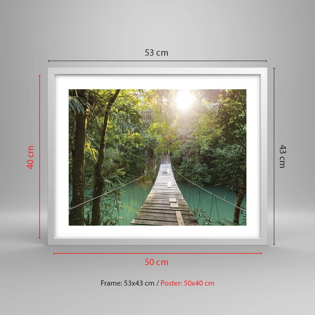 Plakat w białej ramie - Nad lazurową wodą do lazurowego lasu - 50x40 cm