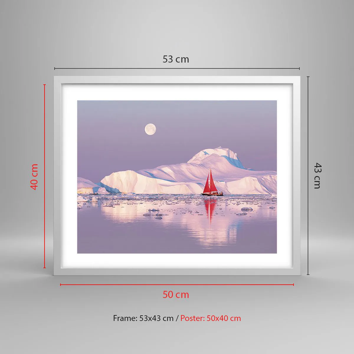 Poster in white frmae - Heat of the Sail, Cold of the Ice - 50x40 cm