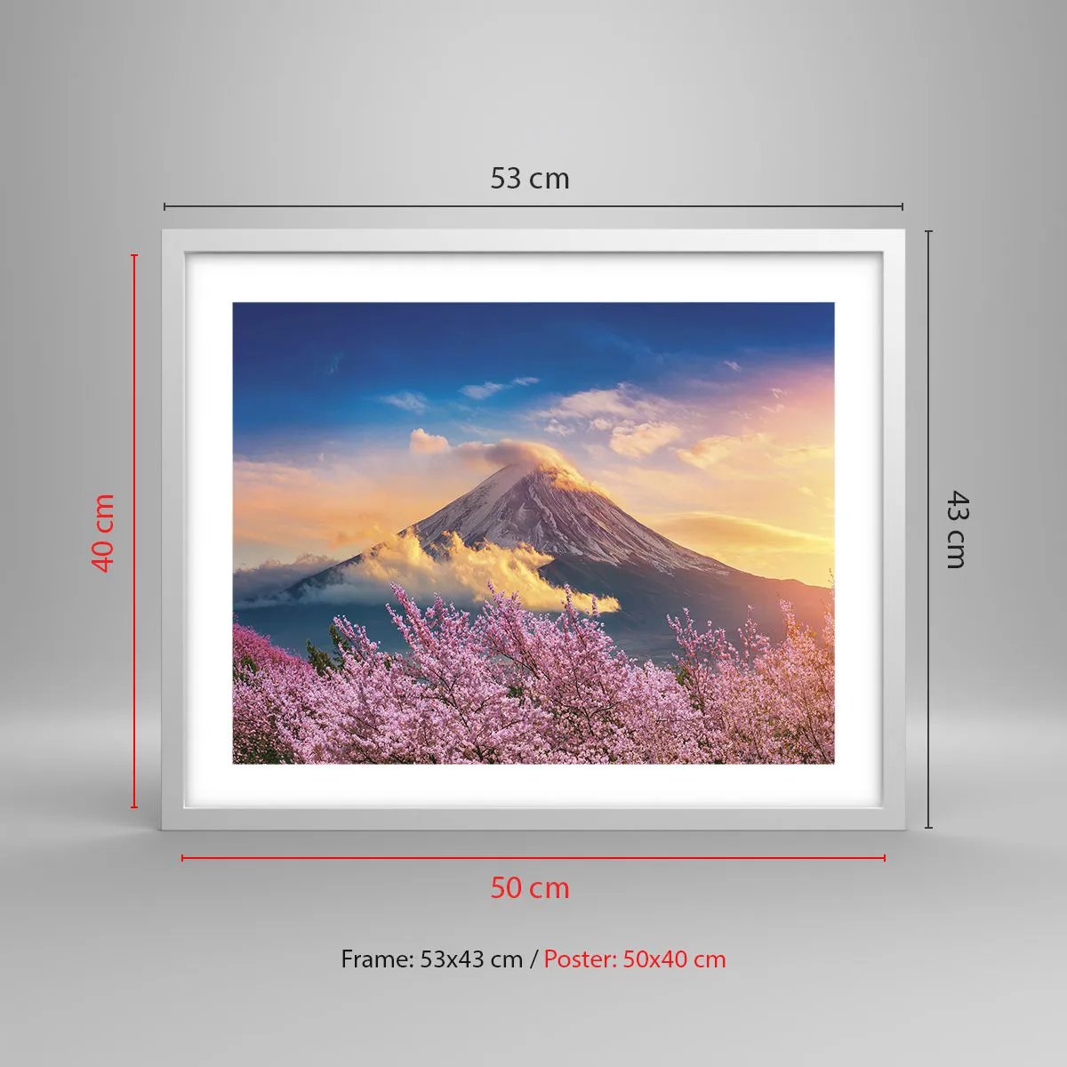 Affisch i vit ram - Japansk helgedom - 50x40 cm