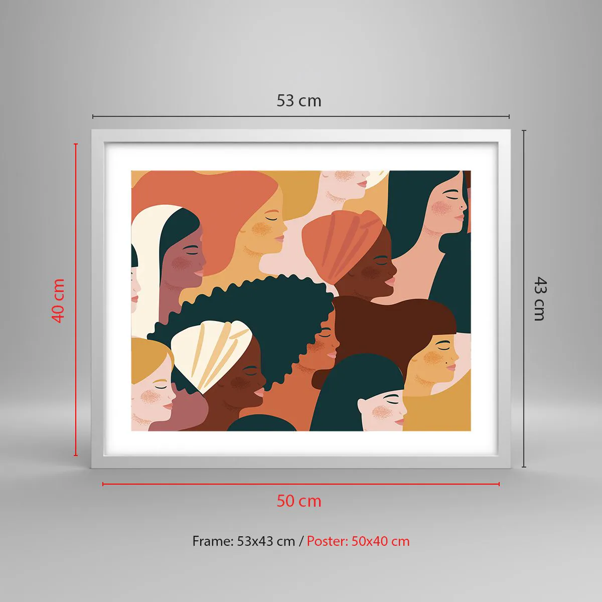 Poster in einem weißen Rahmen - Nur Weiblichkeit - 50x40 cm