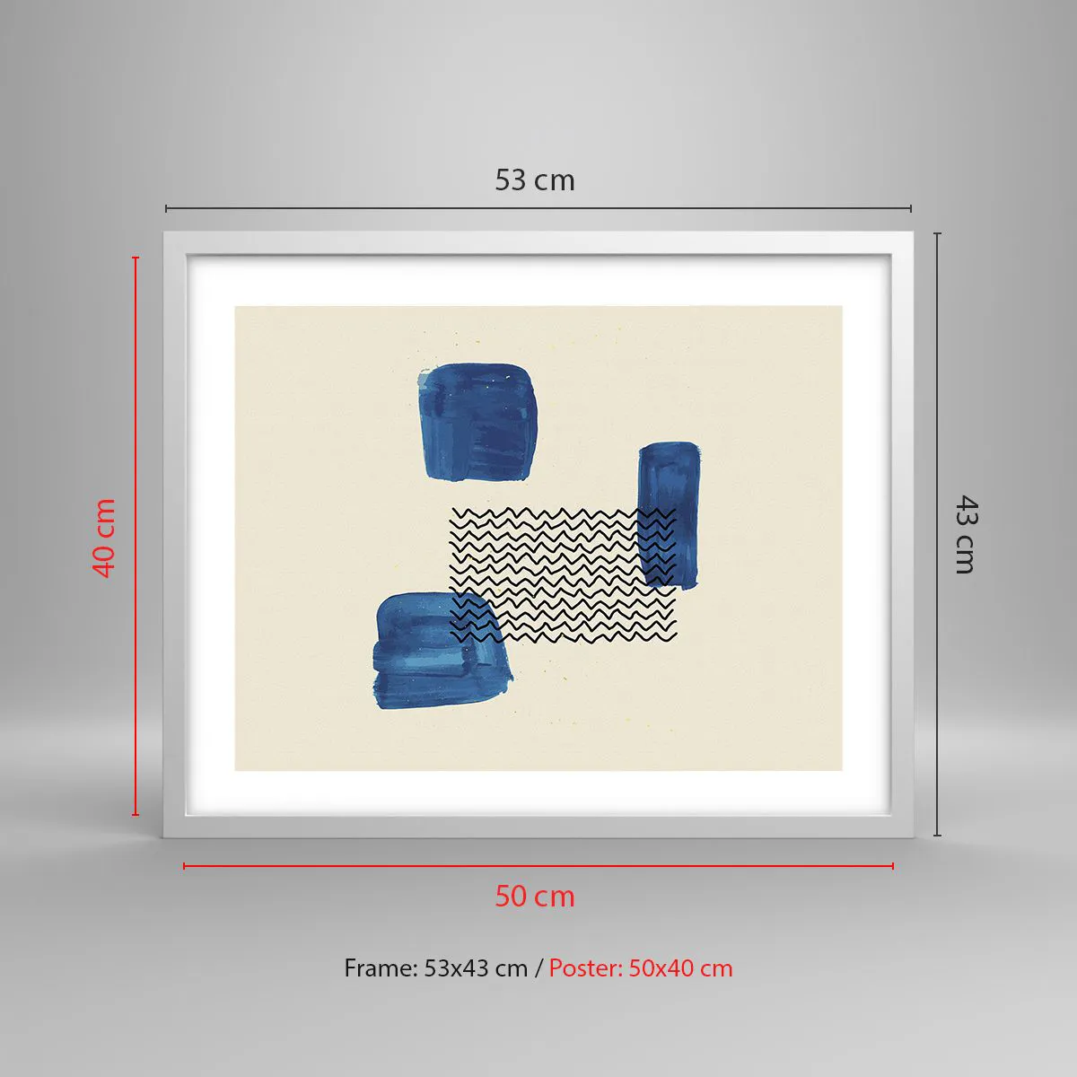 Poster in een witte lijst - Een abstract kwartet - 50x40 cm