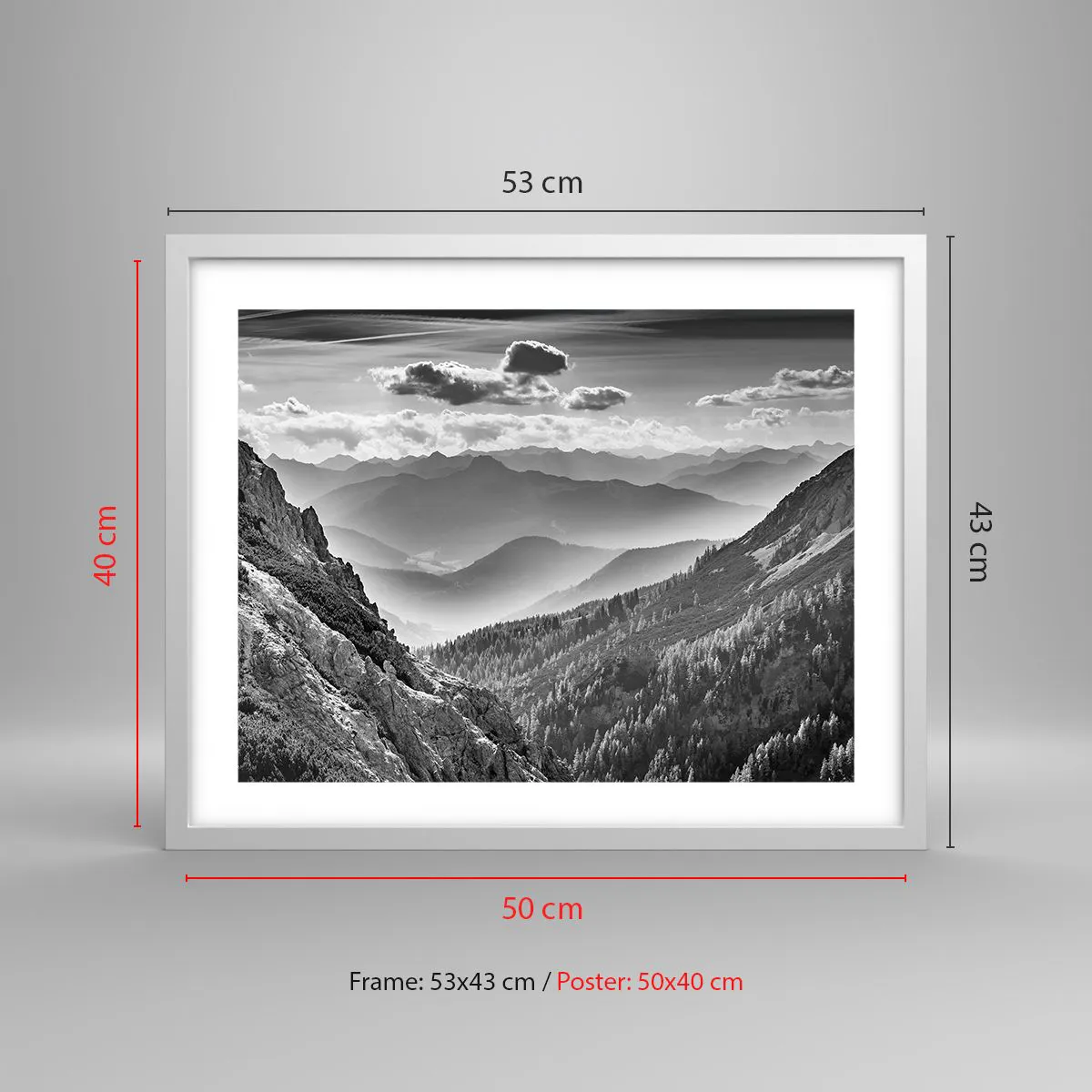 Affiche dans un cadre blanc - Poster - Jusqu'à l'horizon - 50x40 cm