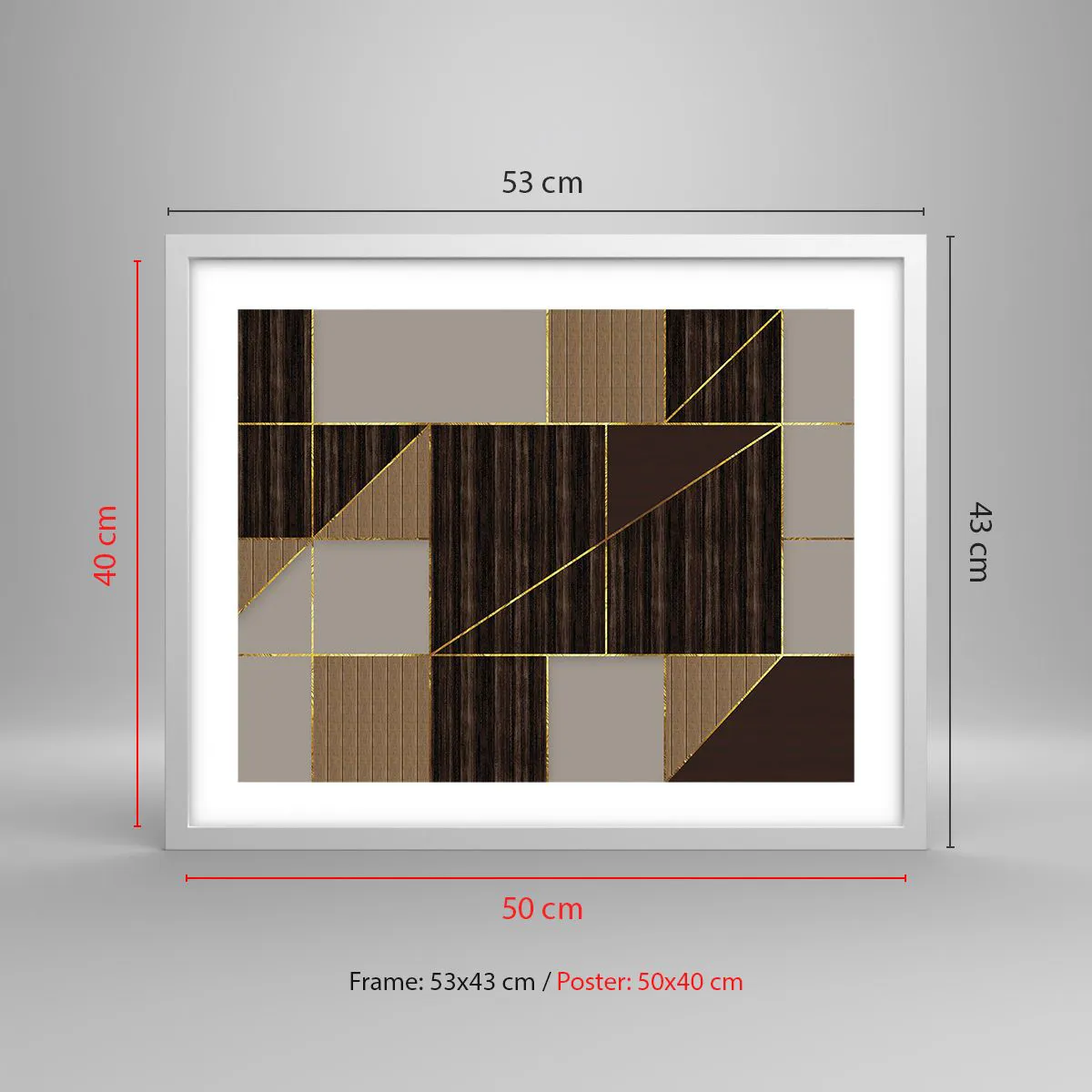 Poster in white frmae - Mosaic of Brown and Gold - 50x40 cm