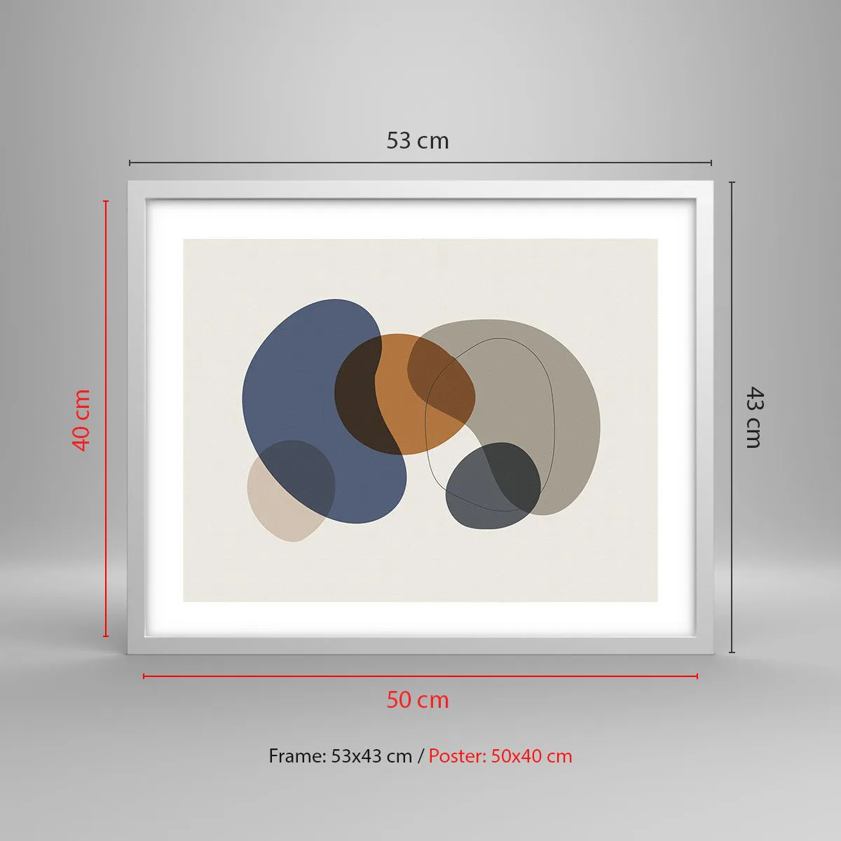 Plakát v bílém rámu - Kapky barev - 50x40 cm