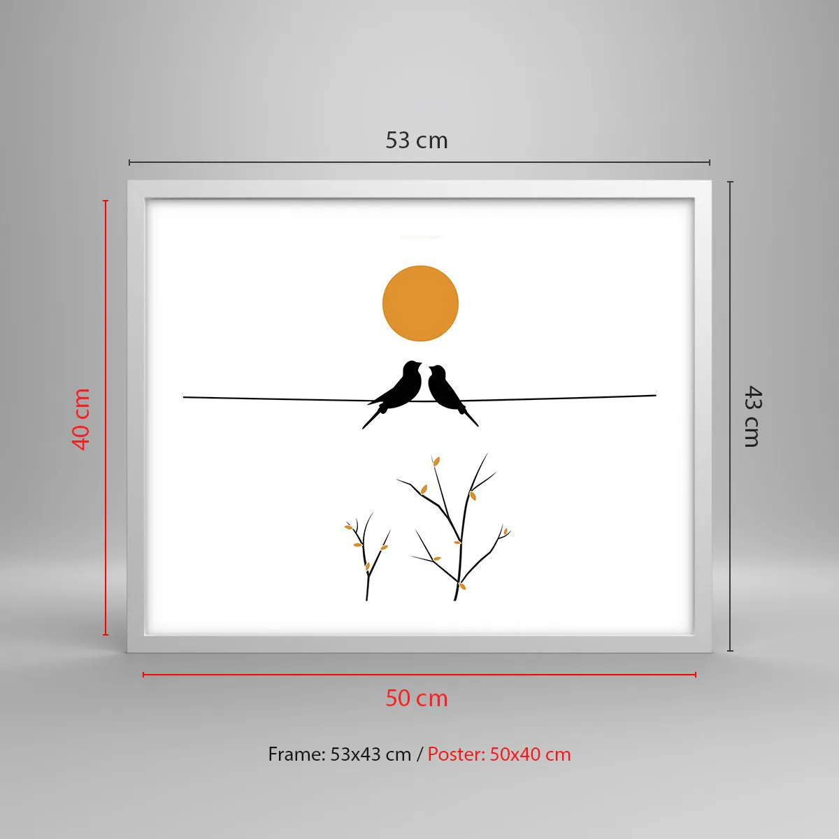 Póster en marco blanco - Noche de ruiseñores - 50x40 cm