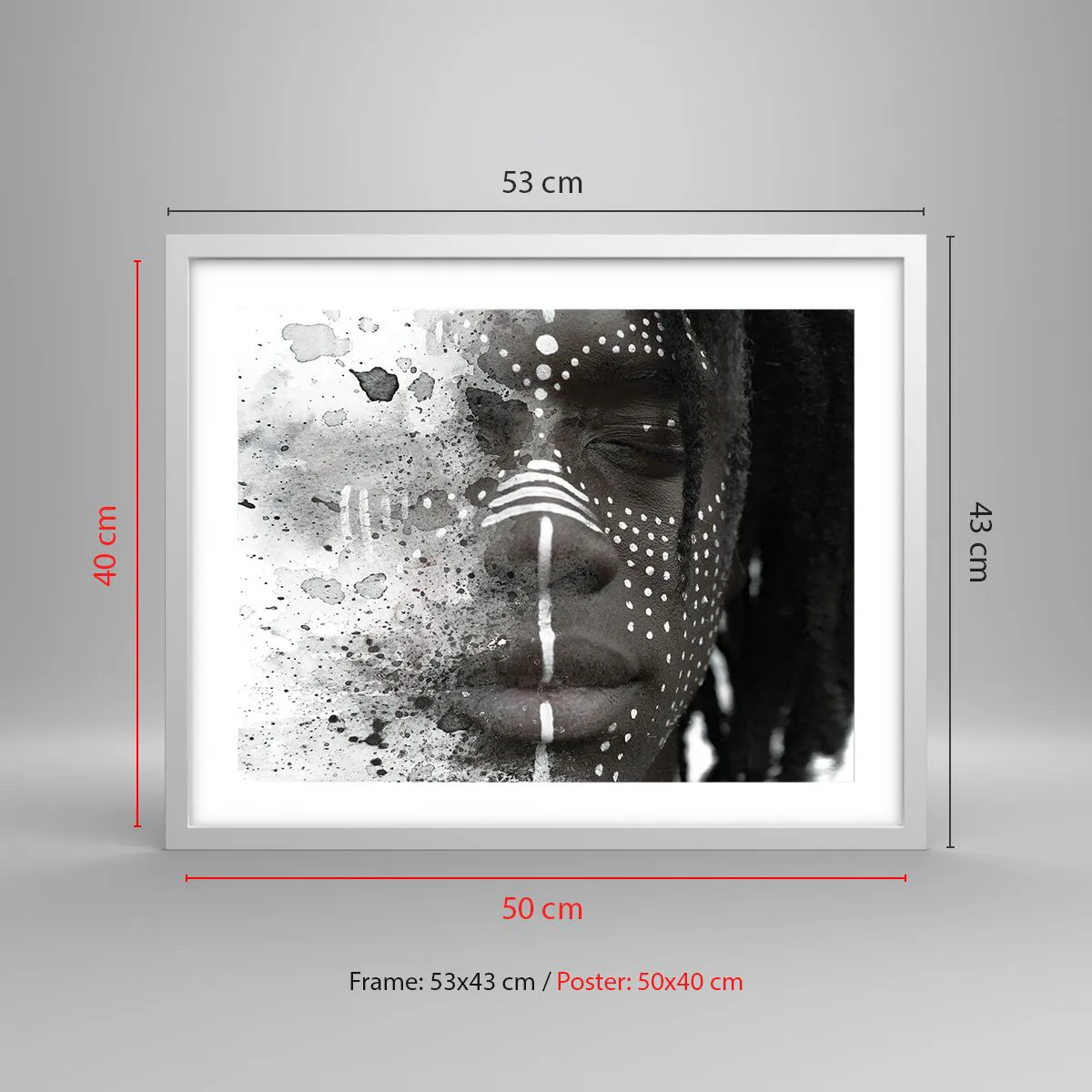 Poster in einem weißen Rahmen - Entdecke den Urgeist - 50x40 cm