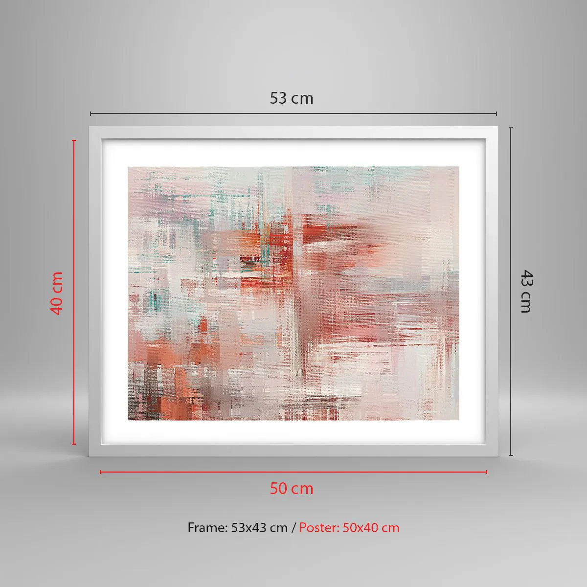 Poster in white frmae - Foggy but Pink - 50x40 cm