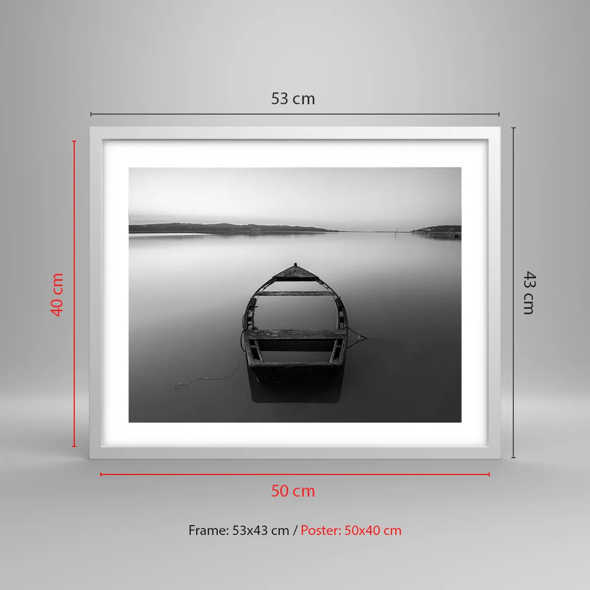 Pôster em moldura branca - Saudade e melancolia - 50x40 cm