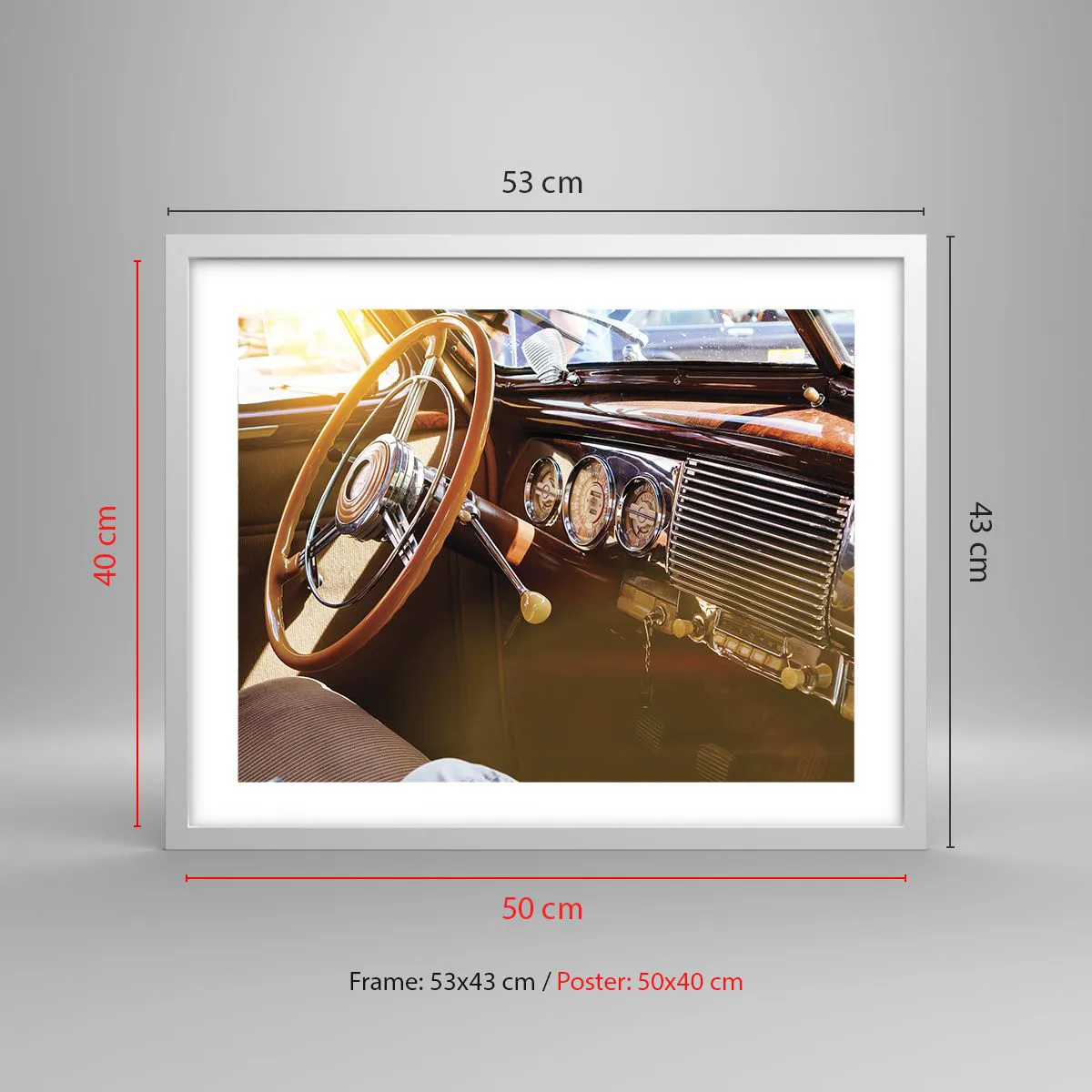 Affisch i vit ram - Smak av lyx från det förflutna - 50x40 cm