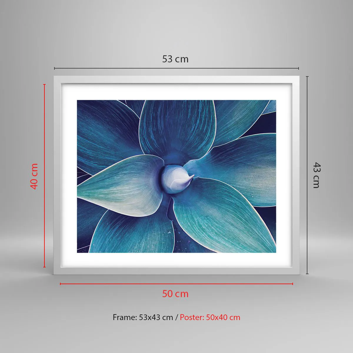 Affiche dans un cadre blanc - Poster - Le bleu du ciel - 50x40 cm