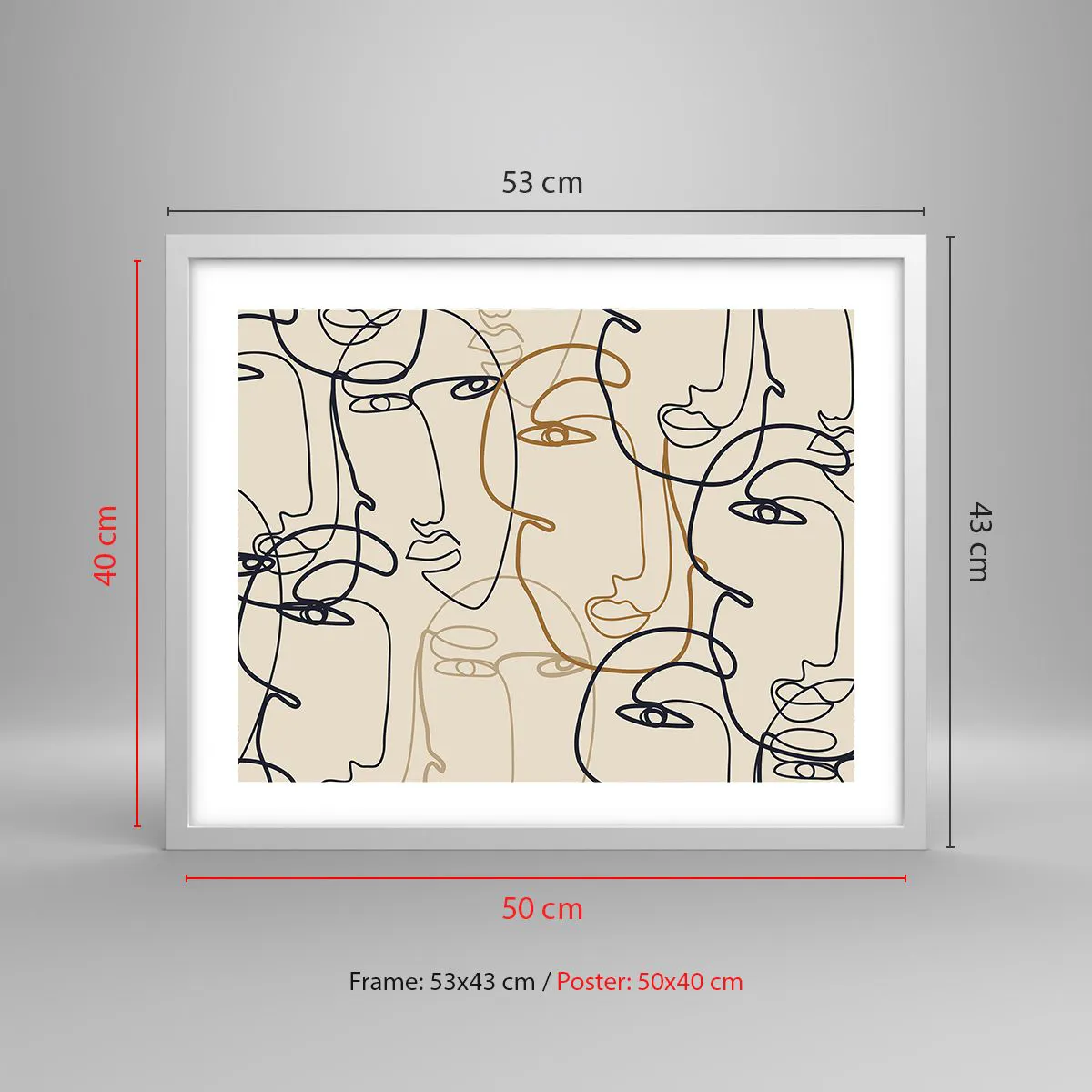 Poster in einem weißen Rahmen - Das Porträt wird multipliziert - 50x40 cm