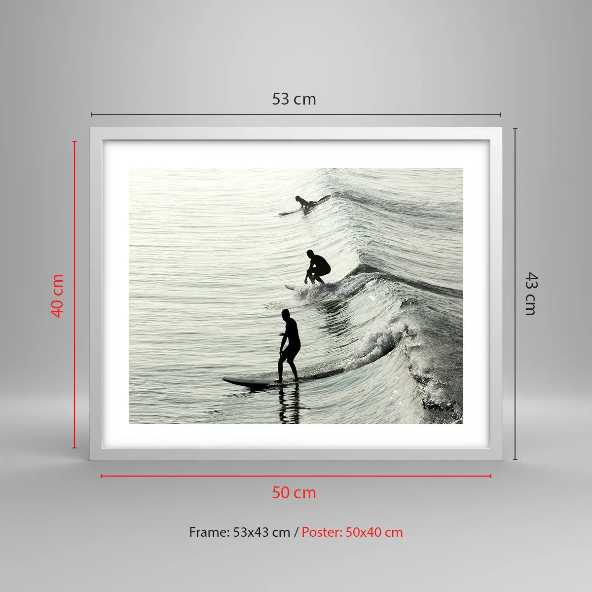 Póster en marco blanco - Al encuentro de la ola - 50x40 cm