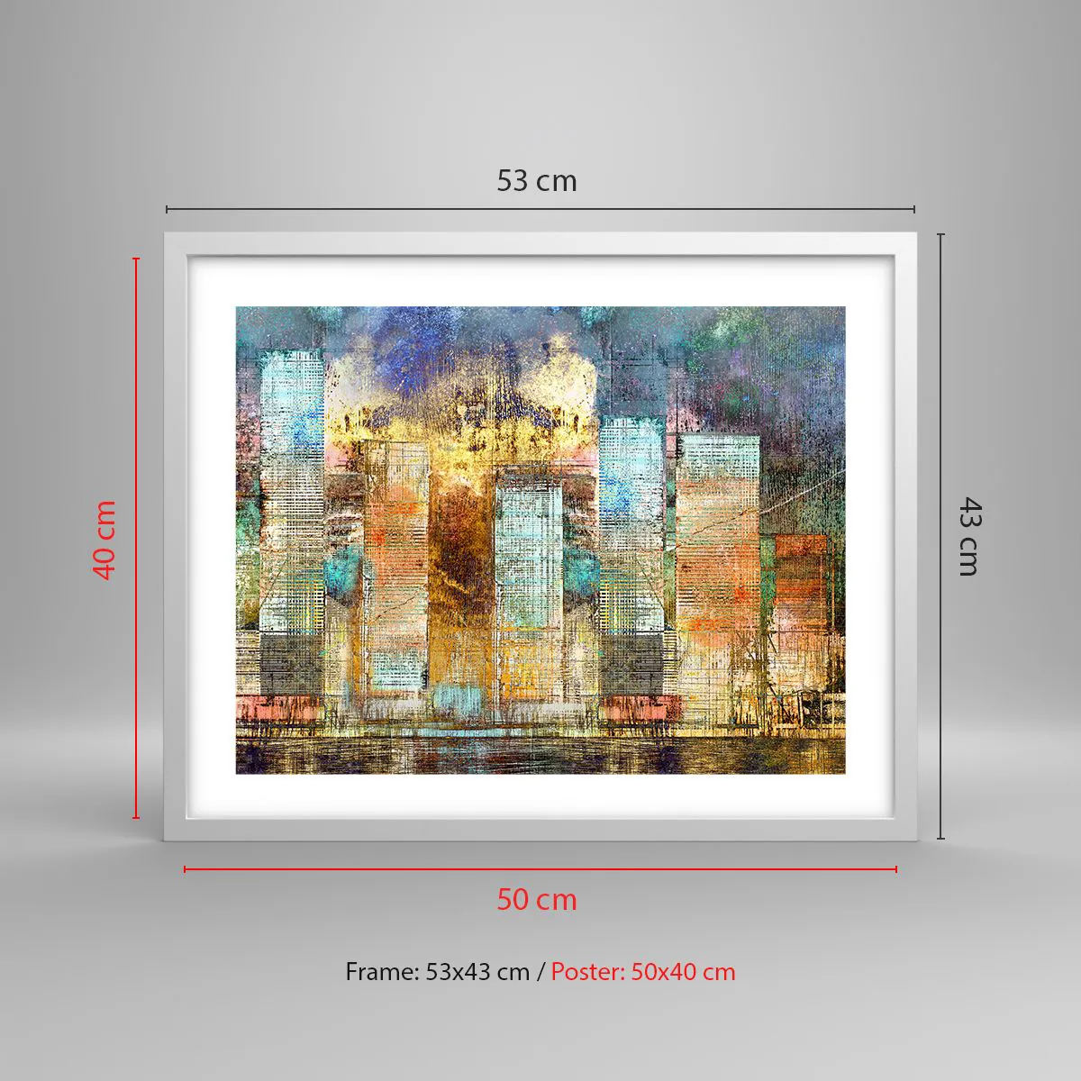 Affisch i vit ram - Solig metropol - 50x40 cm
