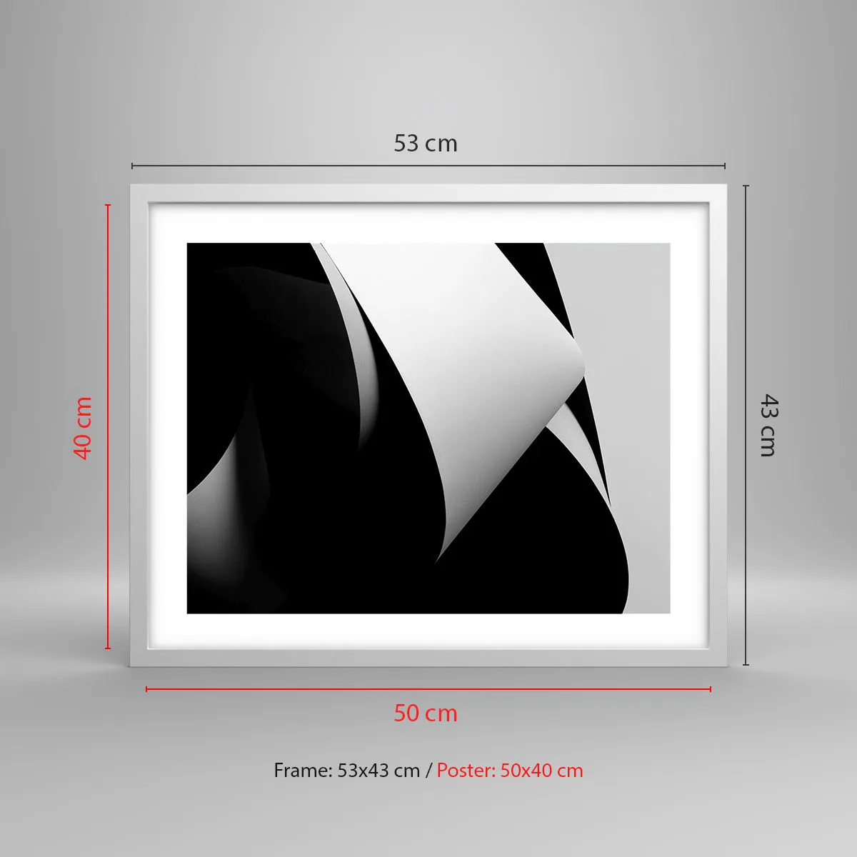 Plakat i hvid ramme - Lysflader fra skyggernes dybder - 50x40 cm