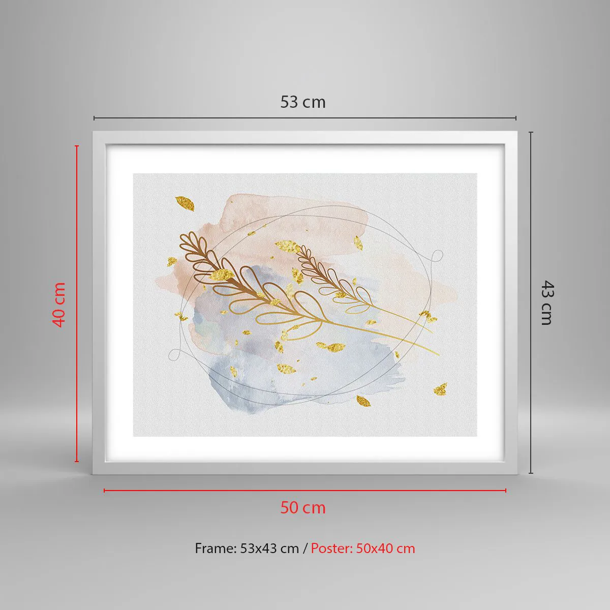 Plakat w białej ramie - Złoty podmuch - 50x40 cm