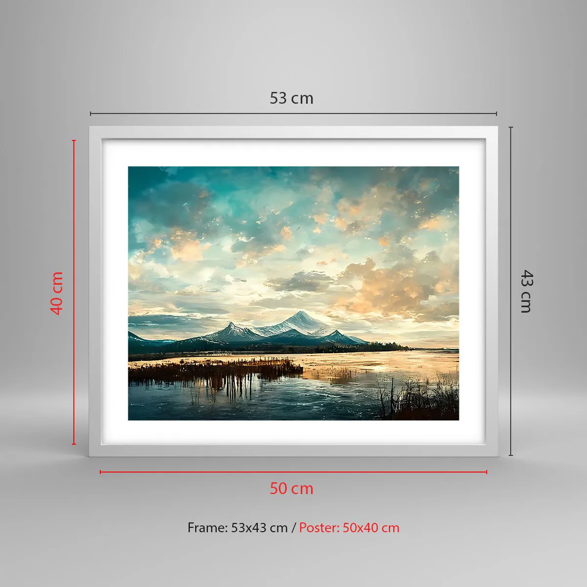 Affiche dans un cadre blanc - Poster - Sous la protection du ciel - 50x40 cm