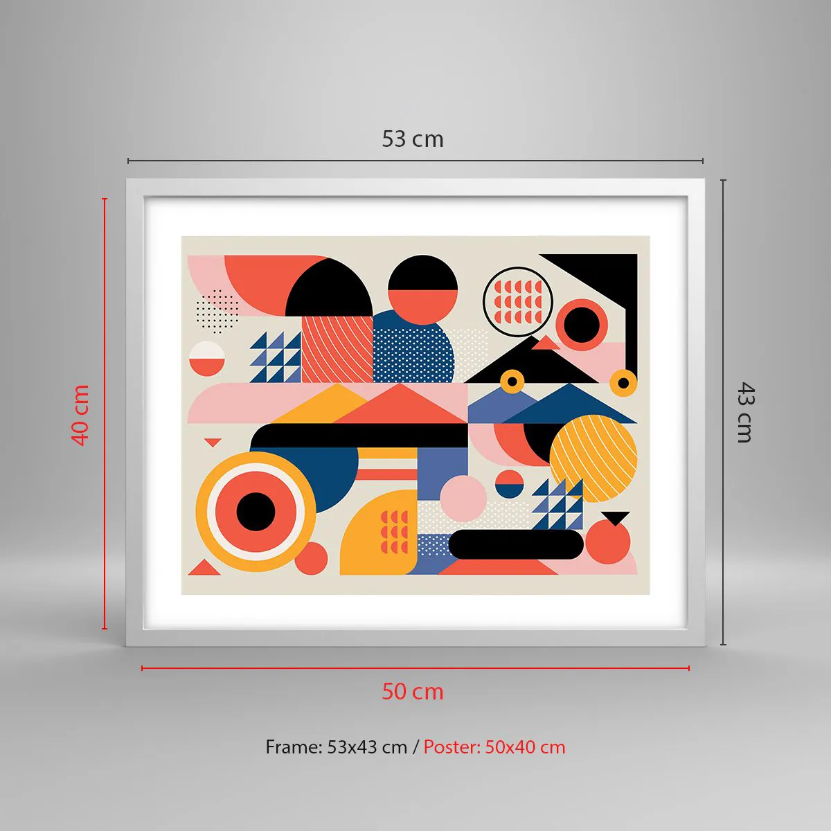 Poster in cornice bianca - Composizione: divertiti - 50x40 cm