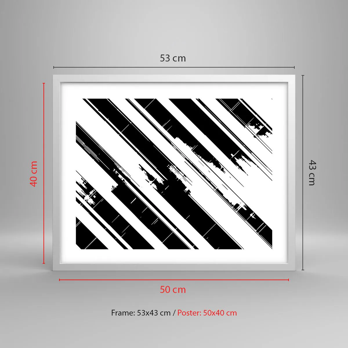Poster in een witte lijst - Een intense en dynamische compositie - 50x40 cm