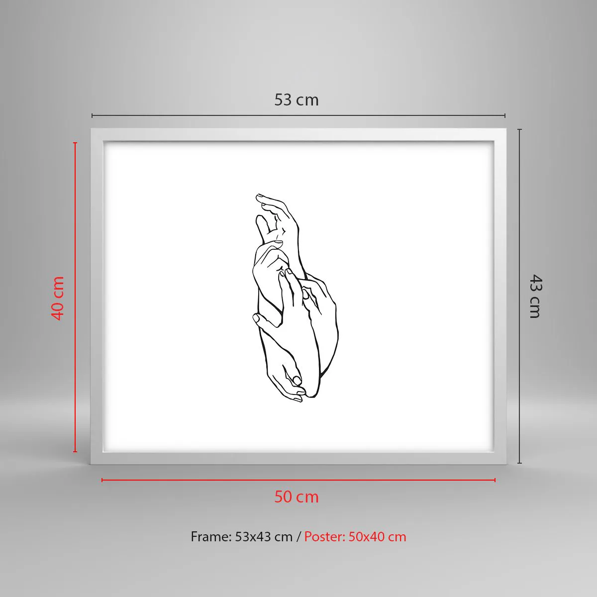 Póster en marco blanco - El tacto - 50x40 cm