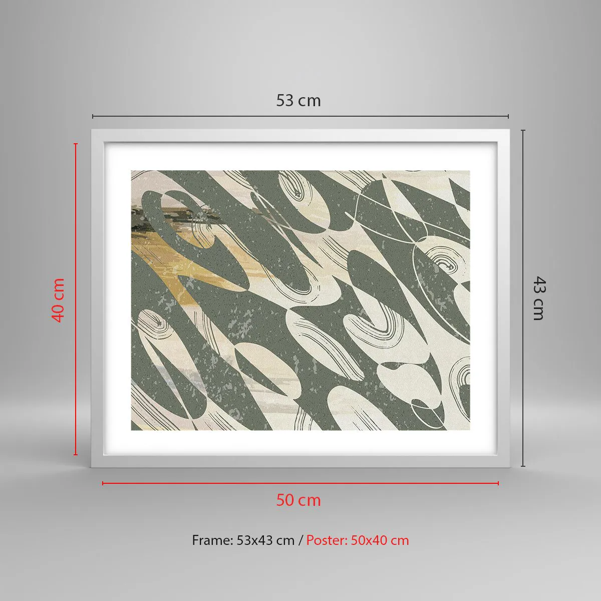 Poster in een witte lijst - Ritmische abstractie - 50x40 cm