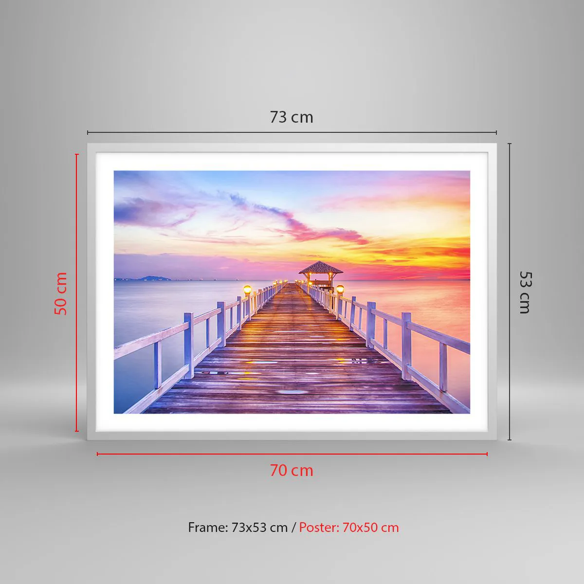 Pôster em moldura branca - O silêncio lilás-dourado da noite - 70x50 cm