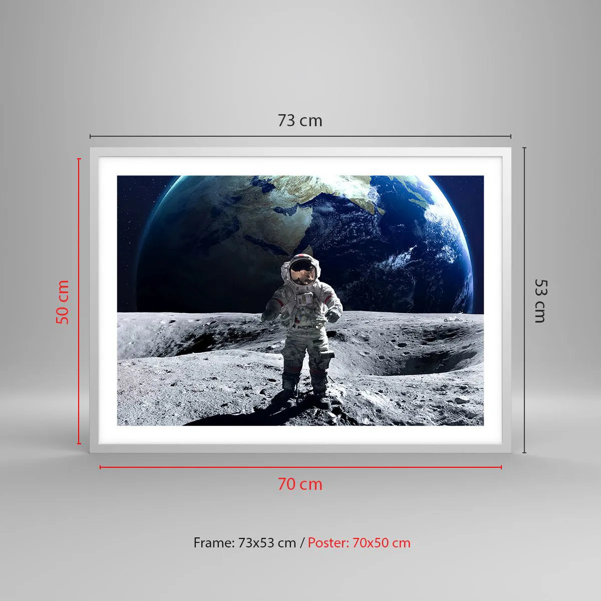 Poster in white frmae - Greetings from the Moon - 70x50 cm