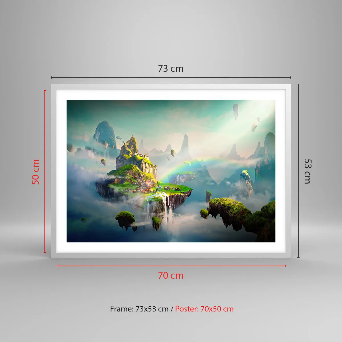 Plakat i hvid ramme - Midden - lykkelige øer - 70x50 cm