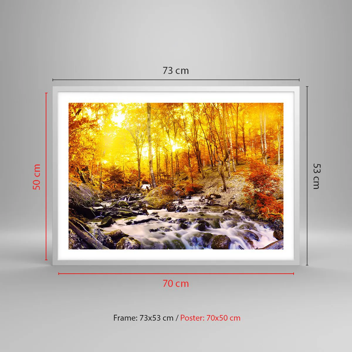 Poster in een witte lijst - Stenen gezet in goud en platina - 70x50 cm