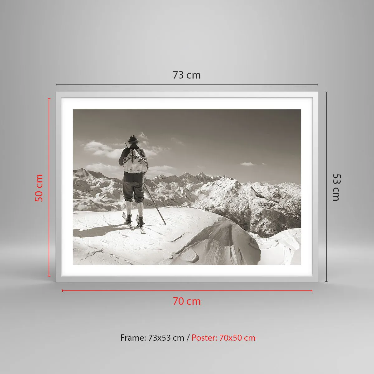 Poster in einem weißen Rahmen - Und die Berge bleiben unverändert - 70x50 cm