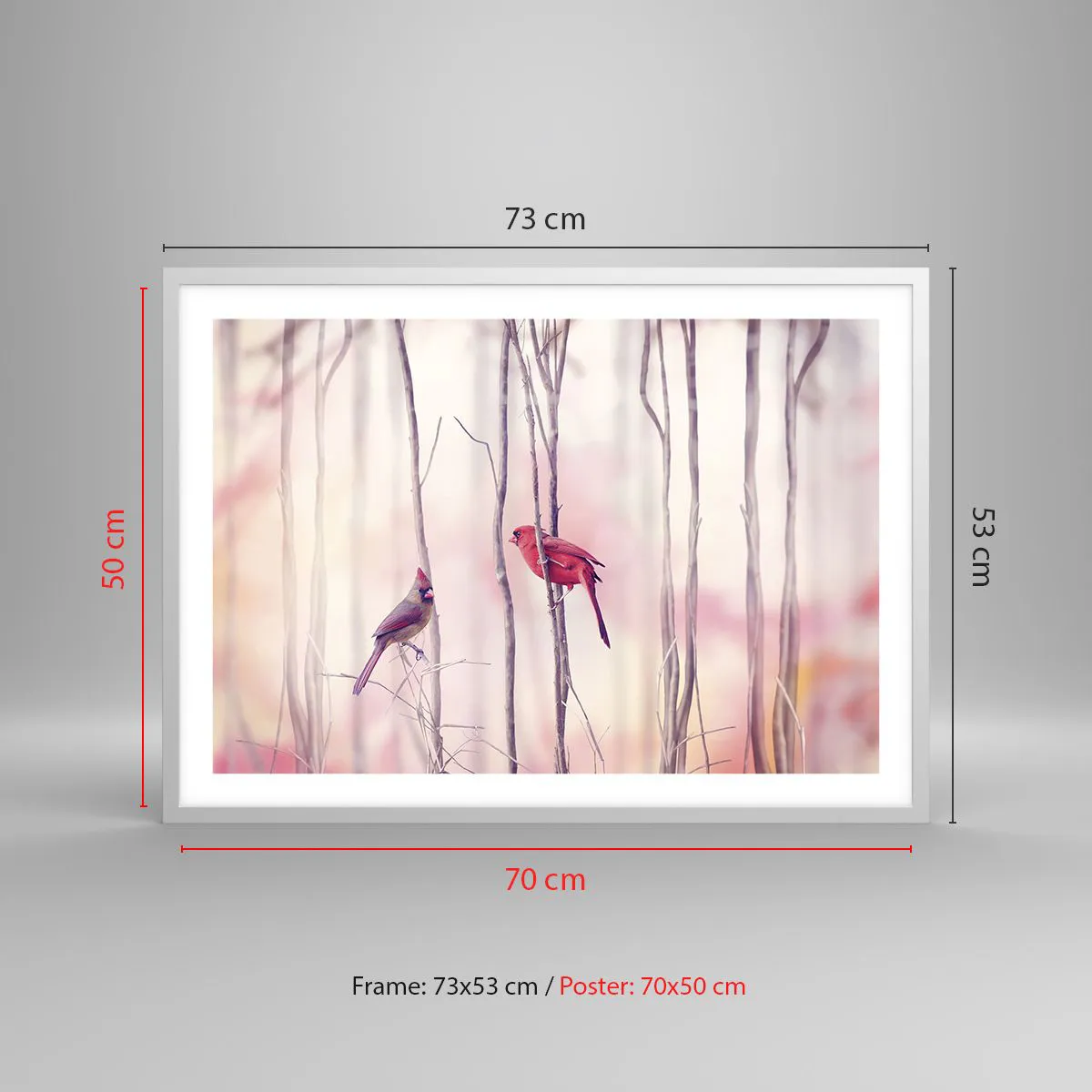 Poster in white frmae - Tale of a Pink Forest - 70x50 cm