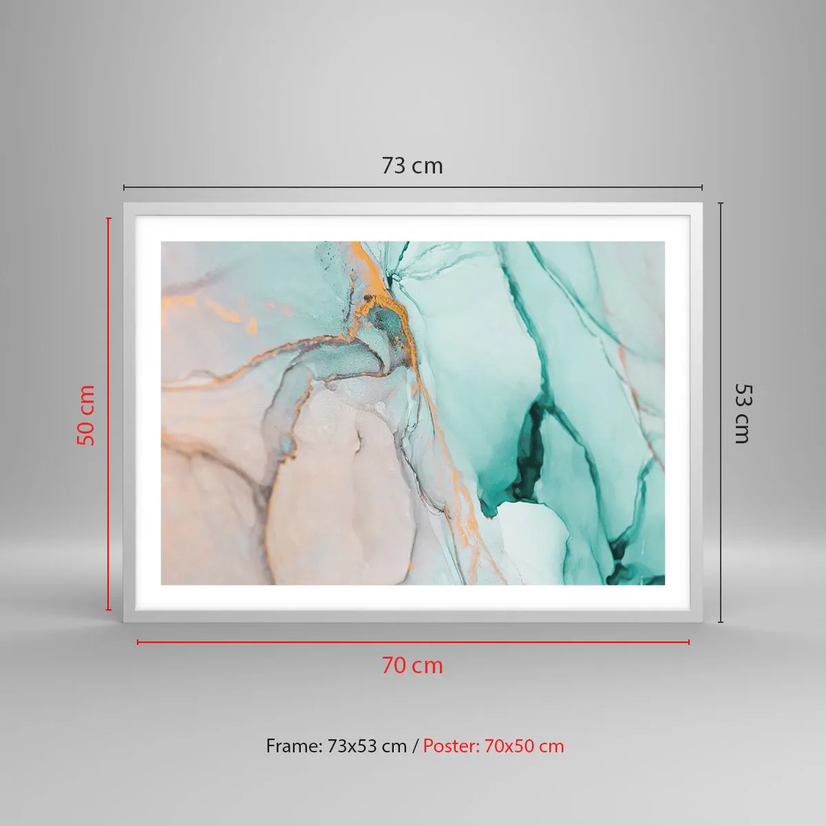 Affiche dans un cadre blanc - Poster - Danse des formes et des couleurs - 70x50 cm