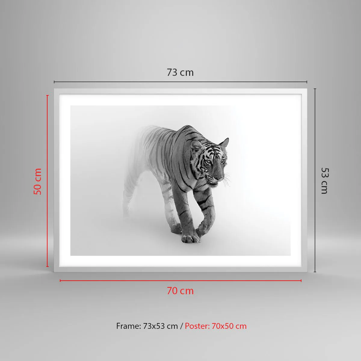 Poster in een witte lijst - Gehurkt in de mist - 70x50 cm