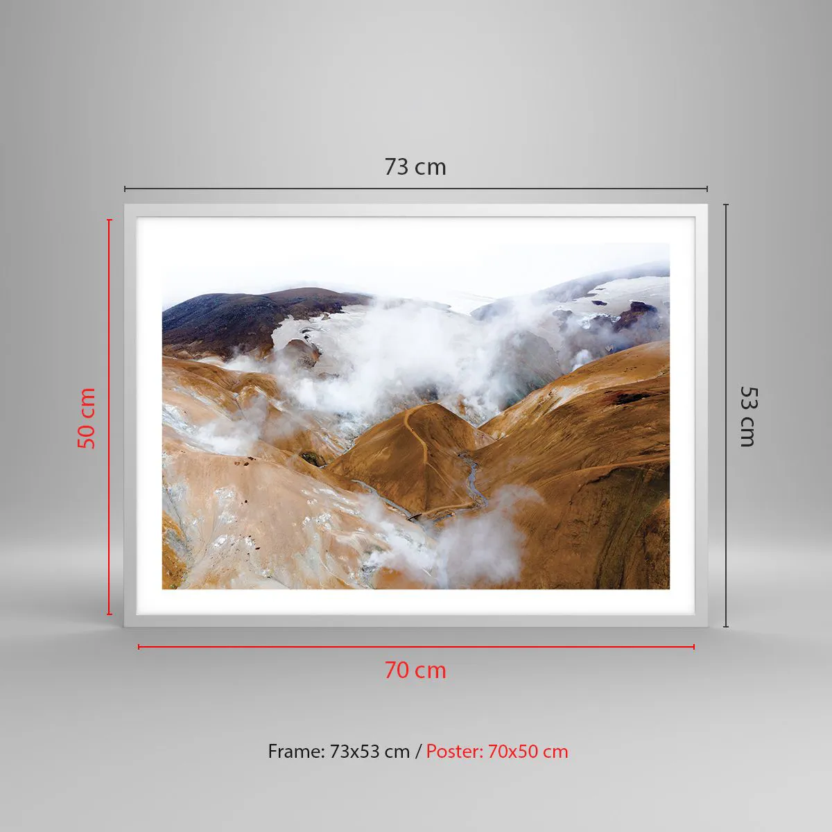 Plakat w białej ramie - Surowa uroda Islandii - 70x50 cm