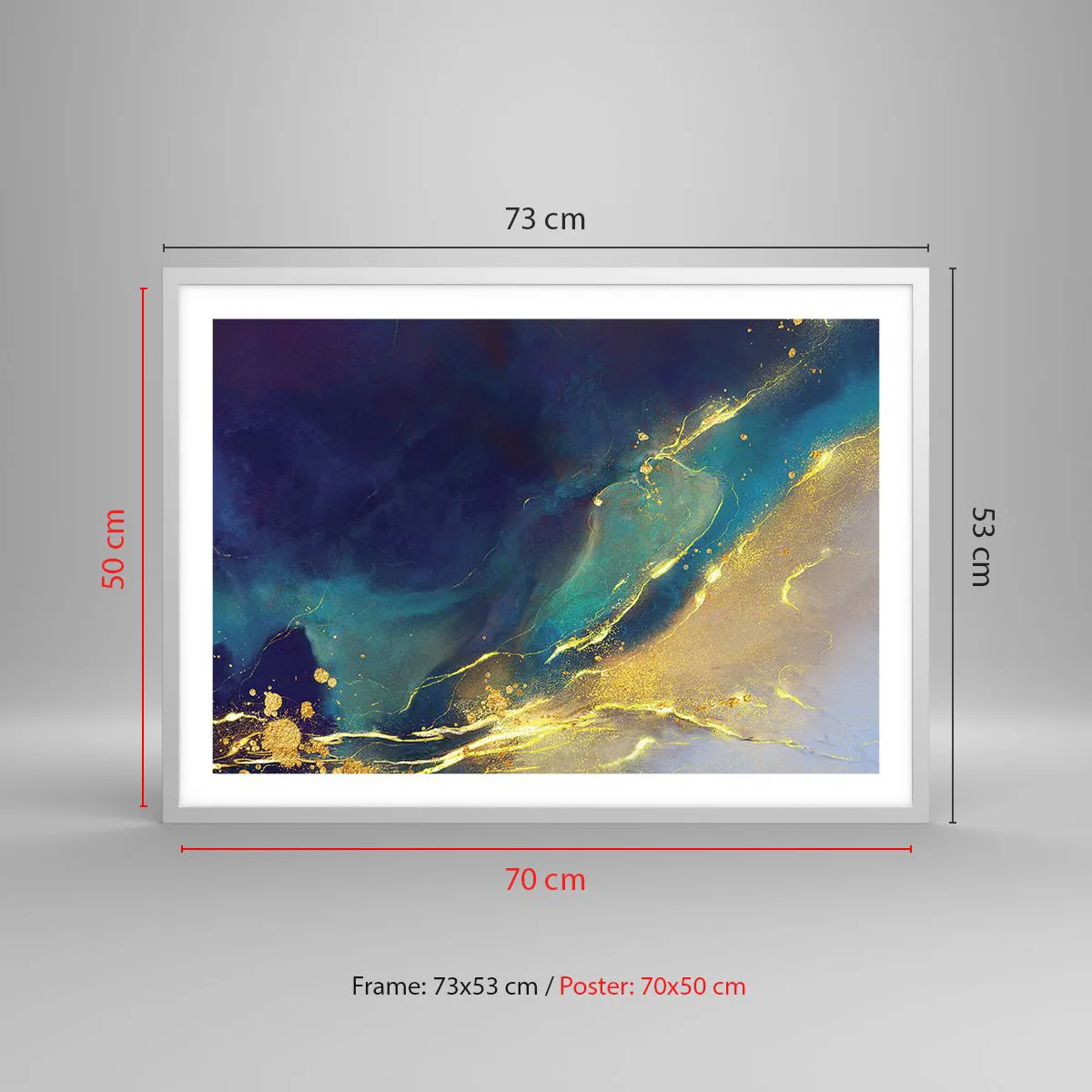Poster in white frmae - Golden Flood - 70x50 cm