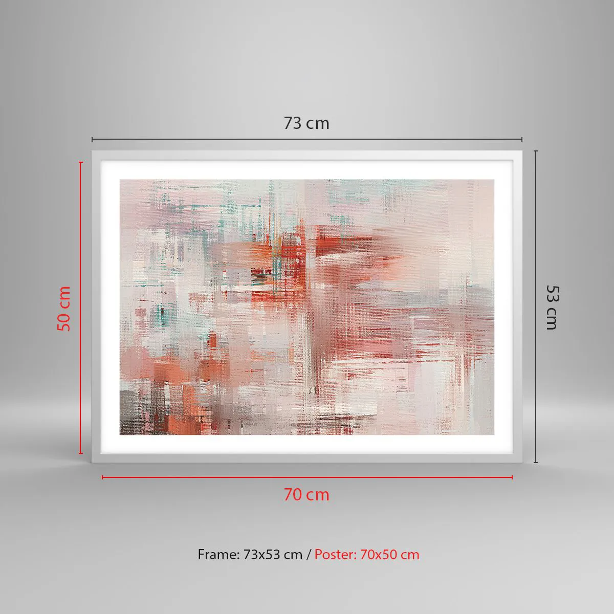 Poster in white frmae - Foggy but Pink - 70x50 cm