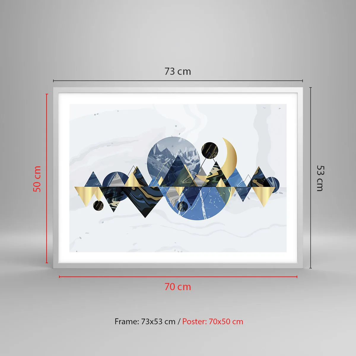 Póster en marco blanco - Paisaje geométrico - 70x50 cm