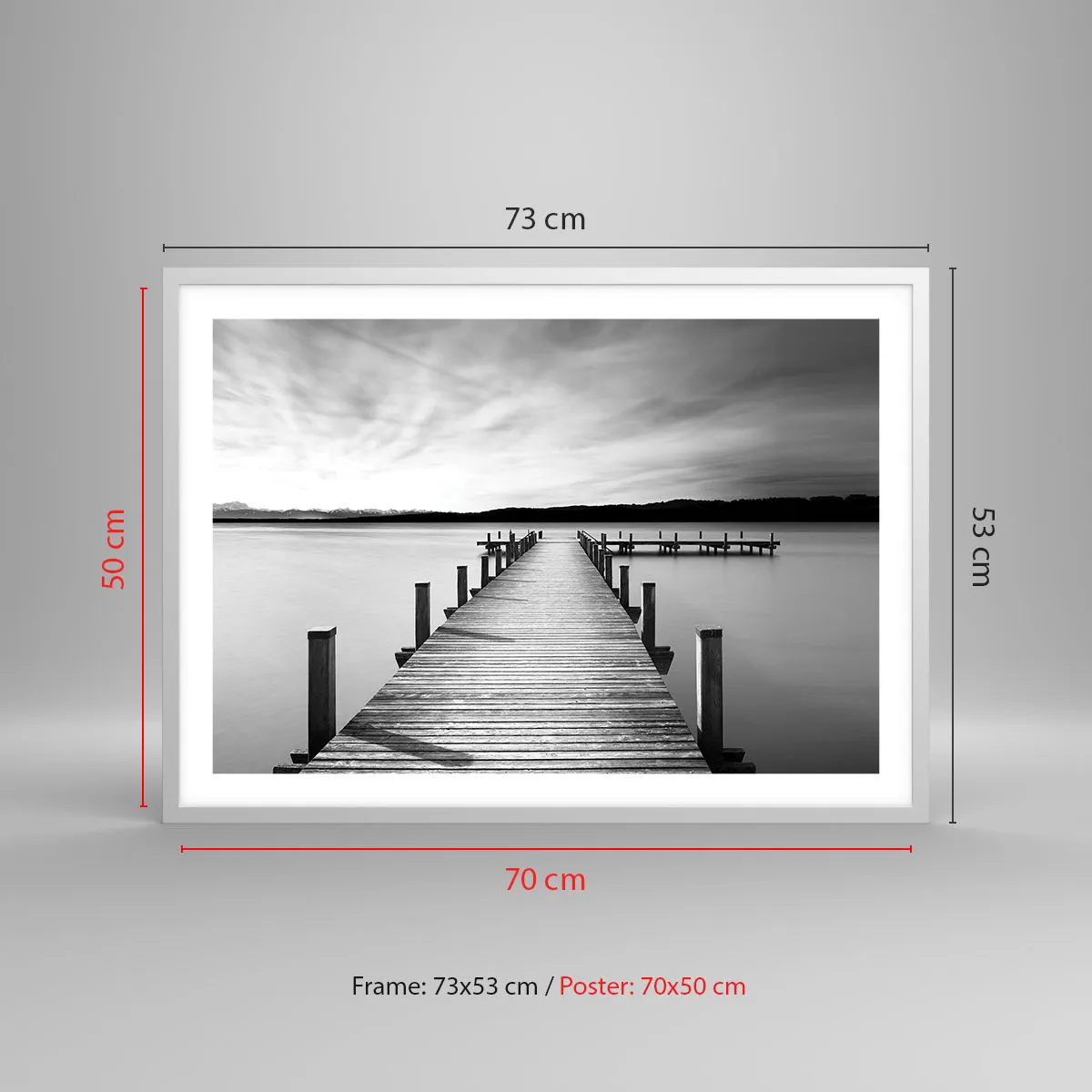 Plakat w białej ramie - U wodopoju – spokoju - 70x50 cm