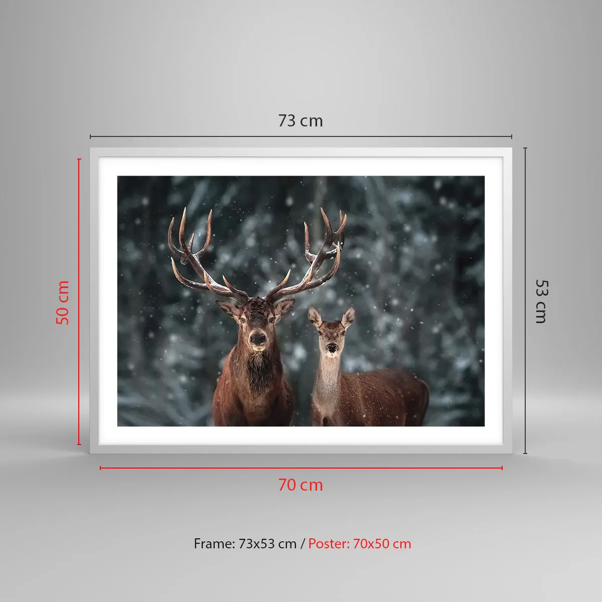 Plagát v bielom ráme - Pán lesa so svojou ženou - 70x50 cm