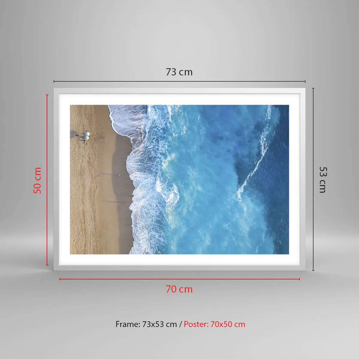 Poster in einem weißen Rahmen - Die Kraft des Blaus - 70x50 cm